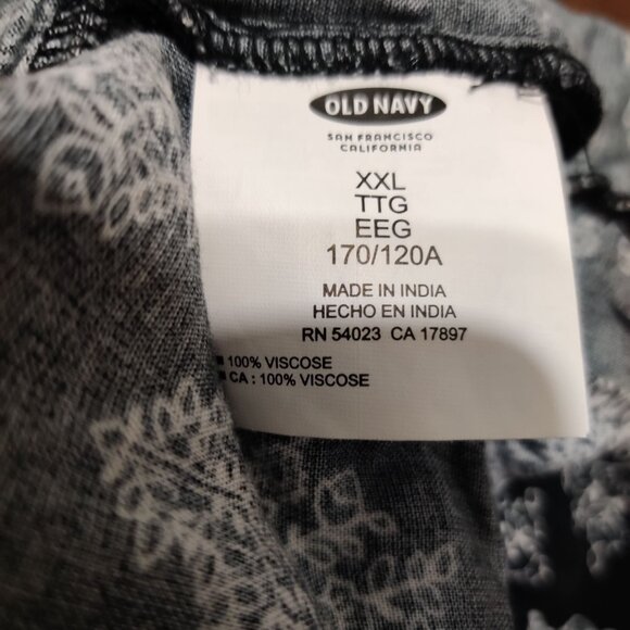 Old Navy XXL Plus Size Black White Floral Tunic Blouse Long Sleeve Boho Top Chic - Picture 3 of 7